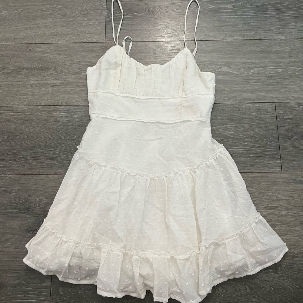 Hellomolly White Ruffled Spaghetti Strap Dress - image 1